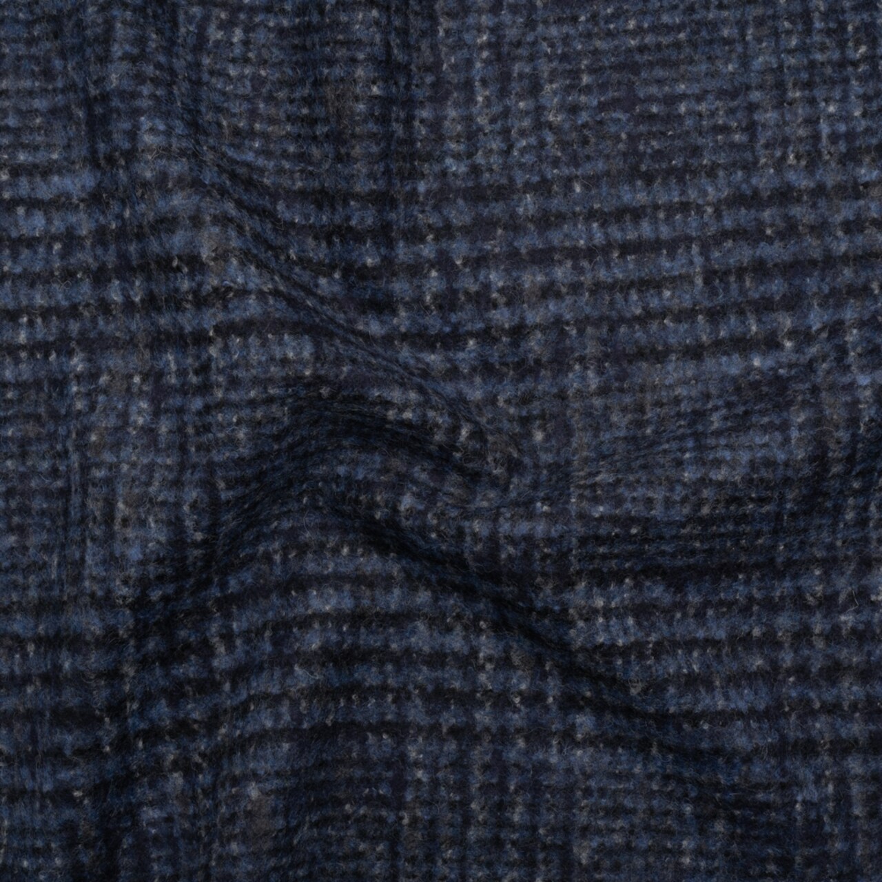 1 Yard Blue and Gray Tweedy Plaid Alpaca Wool Blend Felted Coating Soft 58 inch Width